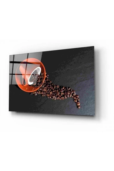 Kahve Dekoratif ve Modern Cam Tablo