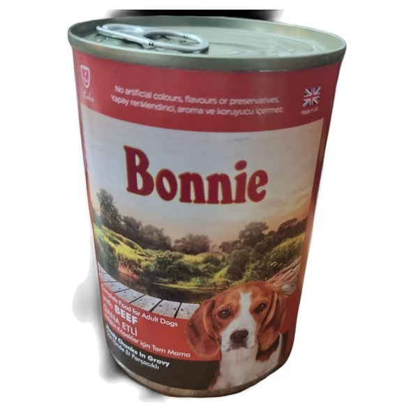 Bonnie Sos İçinde Et Parçacıklı Dana Etli Köpek Konservesi 400 Gr