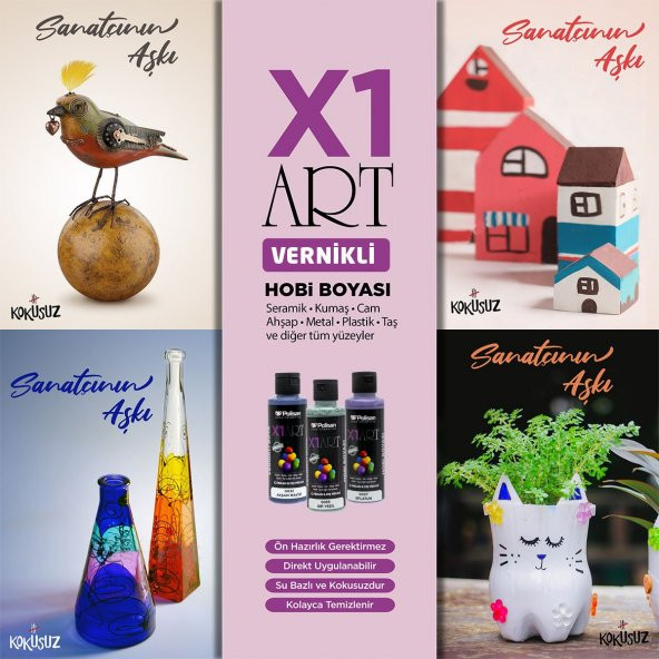 Polisan X1art Vernikli Hobi Boyası 120ml - FUŞYA - 6