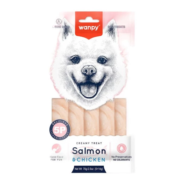 Wanpy Somonlu & Tavuklu Krema Köpek Ödülü 5x14 Gr