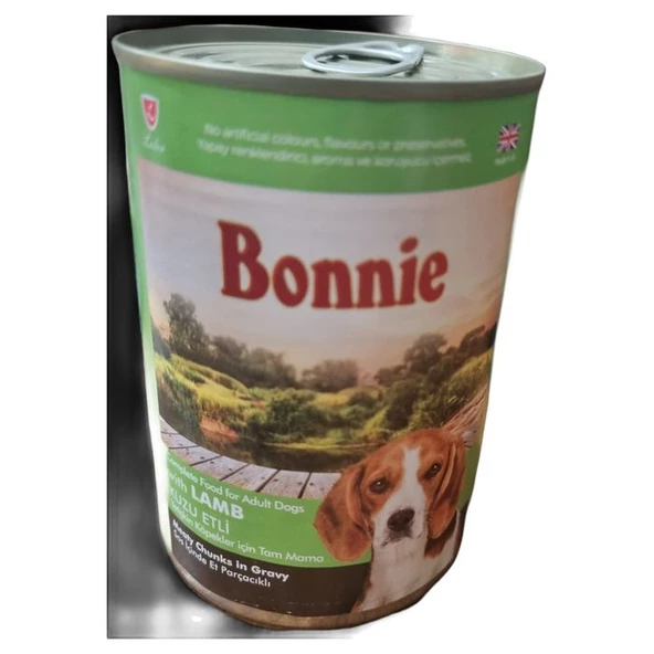 Bonnie Kuzu Etli Konserve Köpek Maması 400 Gr