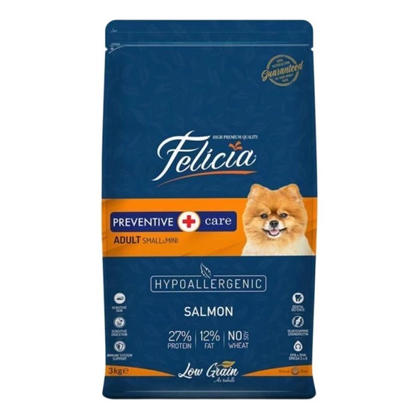 Felicia Az Tahıllı Yetişkin Somonlu Small /Mini HypoAllergenic Köpek Maması 3 Kg