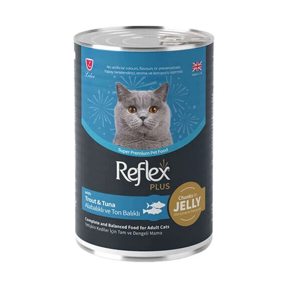 Reflex Plus Jöle İçinde Parçacıklı Alabalık Ve Ton Balıklı Yetişkin Kedi Konservesi 400 Gr