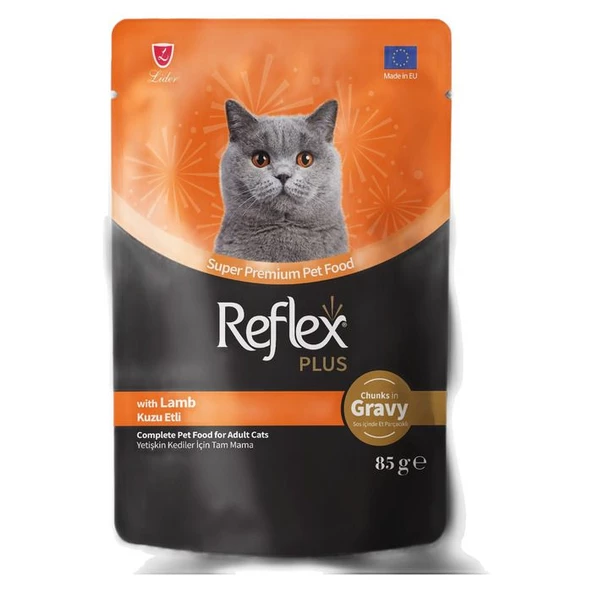 Reflex Plus Sos İçinde Et Parçacıklı Kuzu Etli Yetişkin Kedi Maması 85 Gr