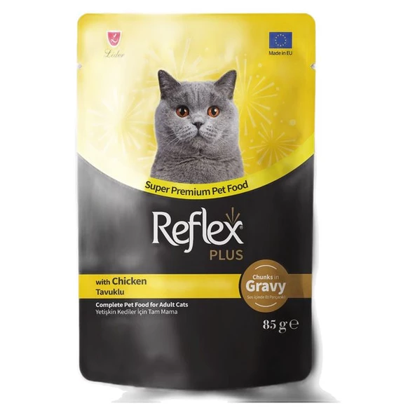 Reflex Plus Sos İçinde Et Parçacıklı Tavuklu Yetişkin Kedi Maması 85 Gr