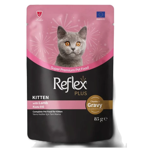 Reflex Plus Sos İçinde Et Parçacıklı Kuzu Etli Yavru Kedi Maması 85 Gr