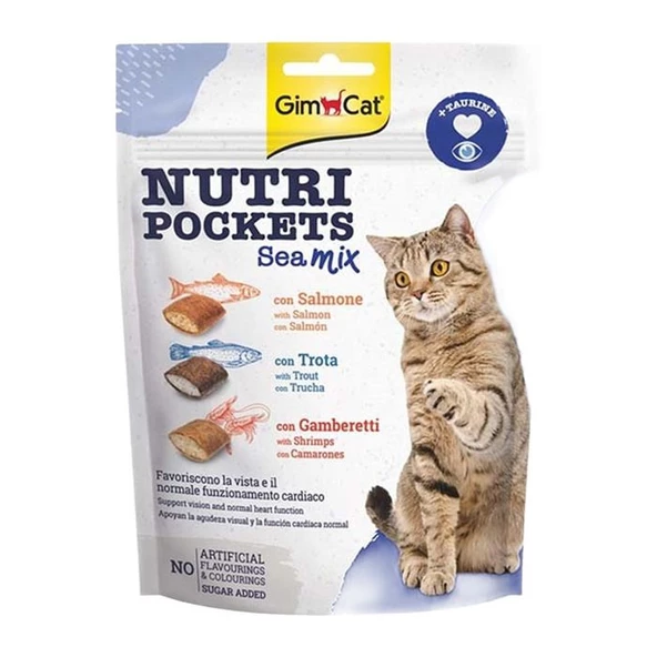 Gimcat Nutri Pockets Sea Mix Somon Alabalık ve Karidesli Kedi Ödülü 150Gr