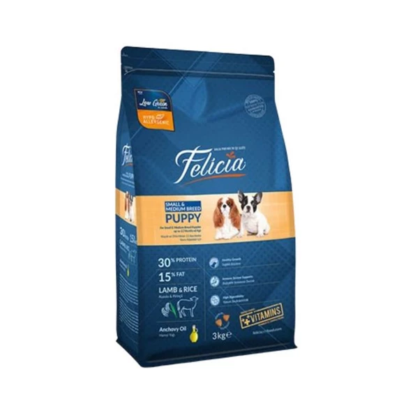 Felicia Az Tahıllı Yavru Kuzulu Small Mini Hypoallergenic Köpek Maması 3 Kg