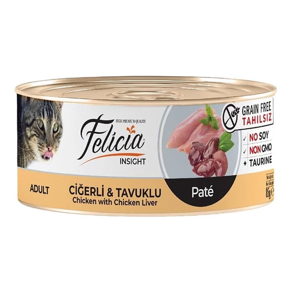 Felicia Tahılsız Kıyılmış Ciğerli Tavuklu Yetişkin Kedi Konservesi 85 gr