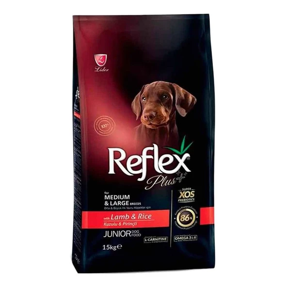 Reflex Plus Orta Ve Büyük Irk Kuzulu Pirinçli Yavru Köpek Maması 15 Kg