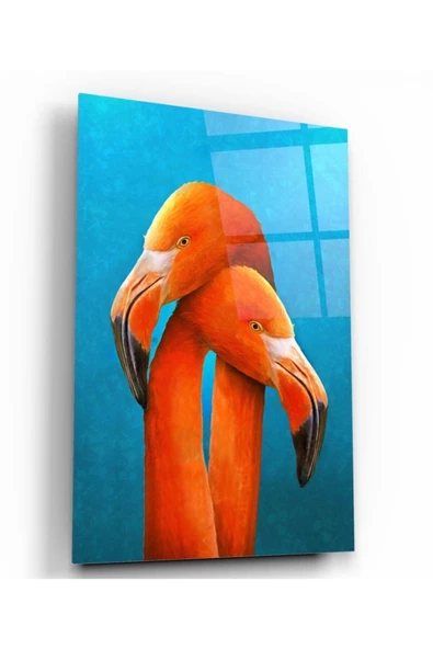 Flamingolar Dekoratif ve Modern Cam Tablo ürün görseli