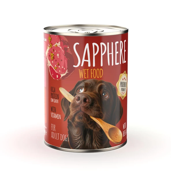 Sapphere Kırmızı Etli Yetişkin Köpek Maması Konserve 400 Gr