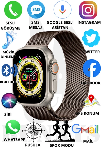 Metal Kordonlu Akıllı Saat Watch 8 Ultra Max Sesli Görüşme İos Android Uyumlu Akıllı Saat Ultra