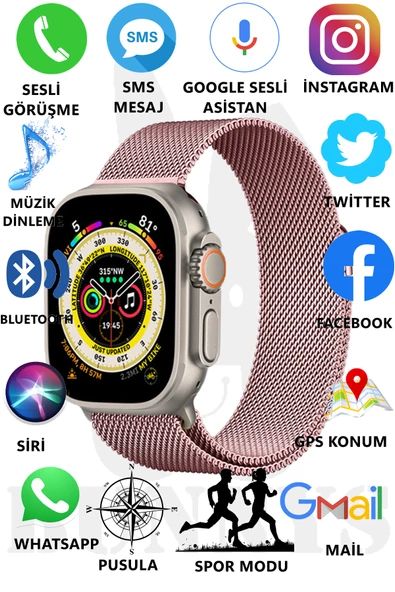 Metal Kordonlu Akıllı Saat Watch 8 Ultra Max Sesli Görüşme İos Android Uyumlu Akıllı Saat Ultra