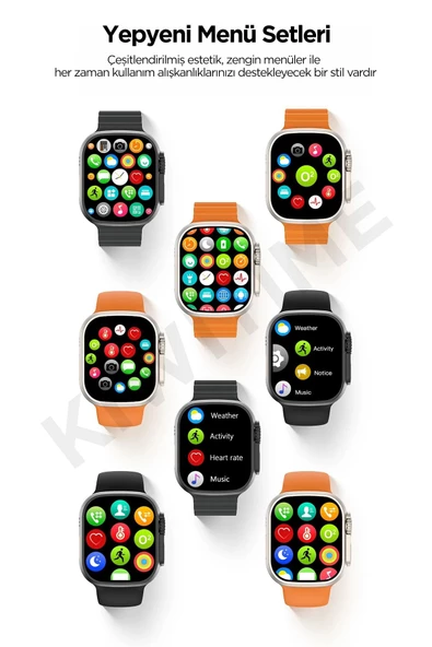 Metal Kordonlu Akıllı Saat Watch 8 Ultra Max Sesli Görüşme İos Android Uyumlu Akıllı Saat Ultra - Resim 5