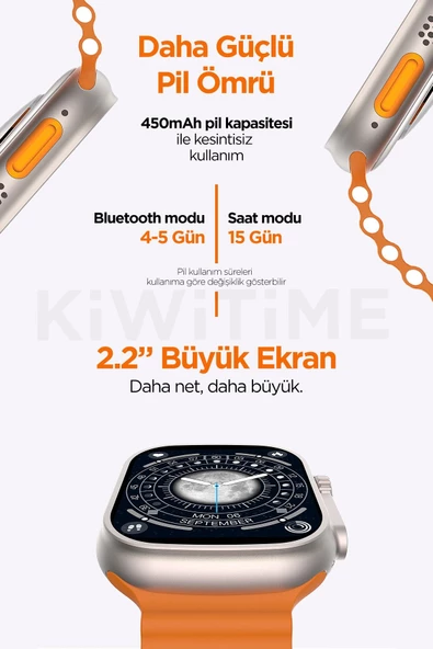 Metal Kordonlu Akıllı Saat Watch 8 Ultra Max Sesli Görüşme İos Android Uyumlu Akıllı Saat Ultra - Resim 4