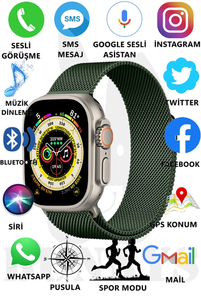 Metal Kordonlu Akıllı Saat Watch 8 Ultra Max Sesli Görüşme İos Android Uyumlu Akıllı Saat Ultra