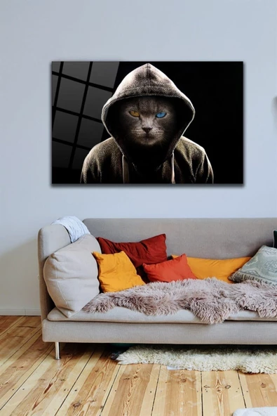 Kedi Dekoratif ve Modern Cam Tablo Duvar Dekarasyonu,ev Dekorasyon,duvar Tablosu,ev Hediyesi