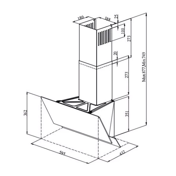 Uğur UAD 6011 GA3D 60 cm Gri Cam Duvar Tipi Ankastre Davlumbaz - 8