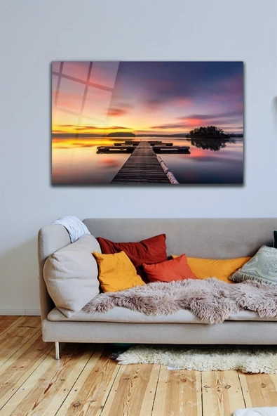 Iskele Dekoratif ve Modern Cam Tablo Duvar Dekarasyonu,ev Dekorasyon,duvar Tablosu,ev Hediyesi