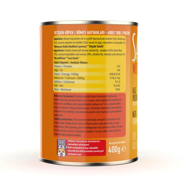 Sapphere Kümes Hayvanlı Yetişkin Köpek Maması Konserve 400 Gr - 4