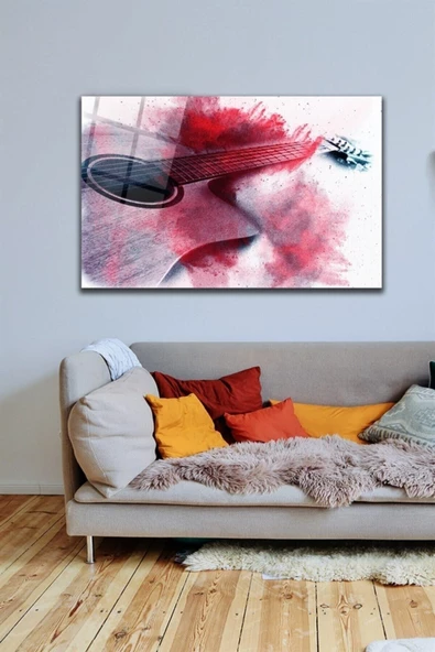 Gitar Dekoratif ve Modern Cam Tablo Duvar Dekarasyonu,ev Dekorasyon,duvar Tablosu,ev Hediyesi