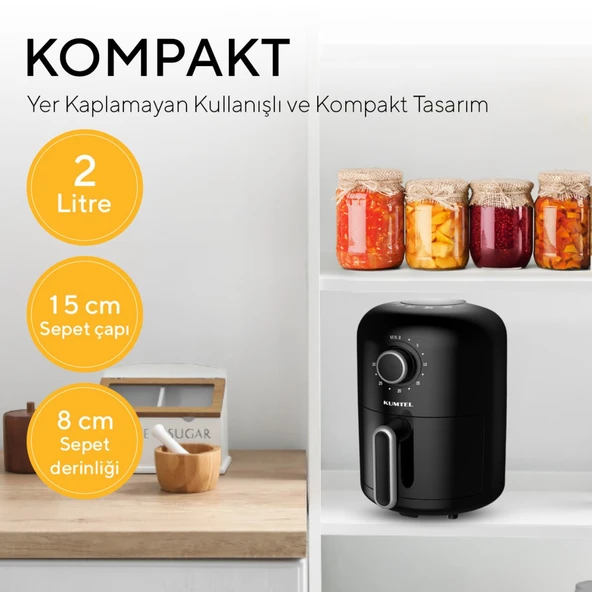 Kumtel Fastfryer 2 Litre ( Yağsız Fritöz Airfryer )  Siyah HAF-05 - 5
