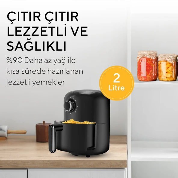 Kumtel Fastfryer 2 Litre ( Yağsız Fritöz Airfryer )  Siyah HAF-05 - 6