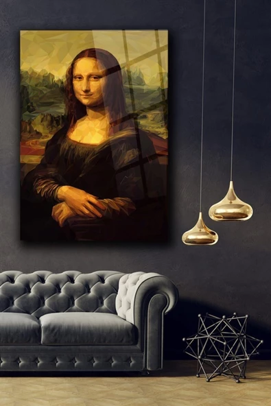Mona Lisa Dekoratif ve Modern Cam Tablo Duvar Dekarasyonu