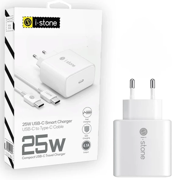 iPhone 15-15 Pro- 15 Pro Max Android iPhone Uyumlu KA-25 25W Smart Şarj Adaptörü + Type-C To 25W