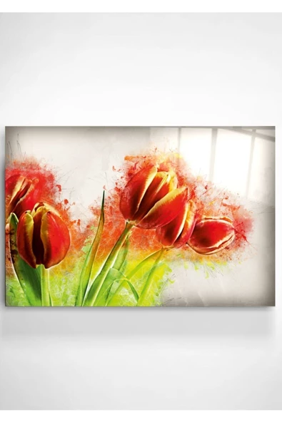 Digi-foto Flowers Dekoratif ve Modern Cam Tablo 70x110