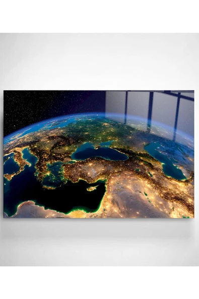 Uzaydan Türkiye Dekoratif ve Modern Cam Tablo 60x90
