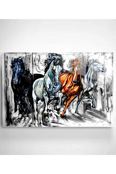 Digi-art Atlar Dekoratif ve Modern Cam Tablo 50x70