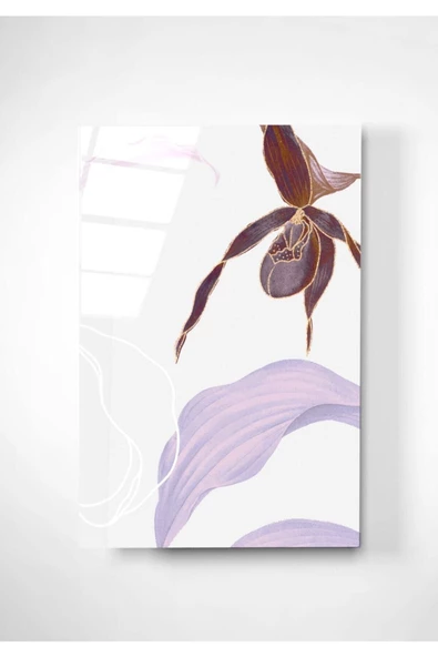 Digi-art Flower White Dekoratif ve Modern Cam Tablo 50x70