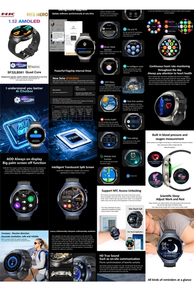Samsung Galaxy Z Flip Uyumlu Akıllı Saat Erkekler İçin Konuşma Özellikli Metal Kordon Hediyeli - Resim 4