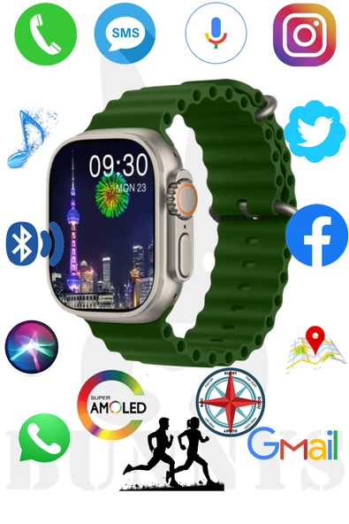 Samsung Galaxy Z Flip Uyumlu Akıllı Saat Konuşma Özellikli Watch 8 Ultra 49MM AMOLED EKRAN