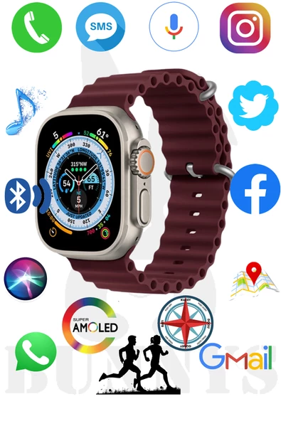 Samsung Galaxy Z Flip Uyumlu Akıllı Saat AMOLED EKRAN Watch 8 Ultra 49MM HK8 PRO MAX