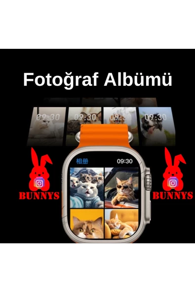 Samsung Galaxy Z Flip Uyumlu Akıllı Saat Watch 9 Max+2024 45mm Kordon Hediyeli Amoled Ekran - 3