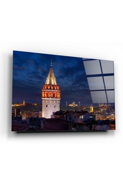Galata Kulesi Dekoratif ve Modern Cam Tablo
