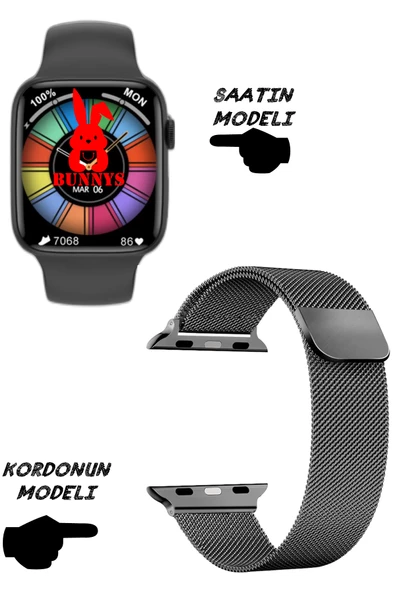 Wacht 8 Pro Poco Uyumlu Nfc Özellikli Bt Konuşma Özellikli Akıllı Saat Demir Kordon
