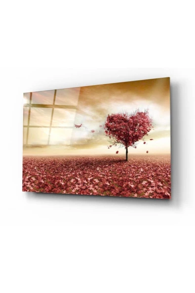 Beyaz Sonbahar Temalı Dekoratif ve Modern Cam Tablo ürün görseli 1