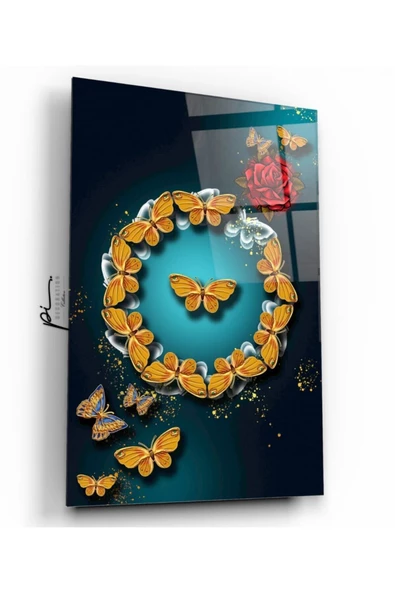 Kelebekler Dekoratif ve Modern Cam Tablo