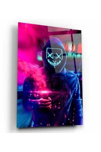 Neon Maske Dekoratif ve Modern Cam Tablo