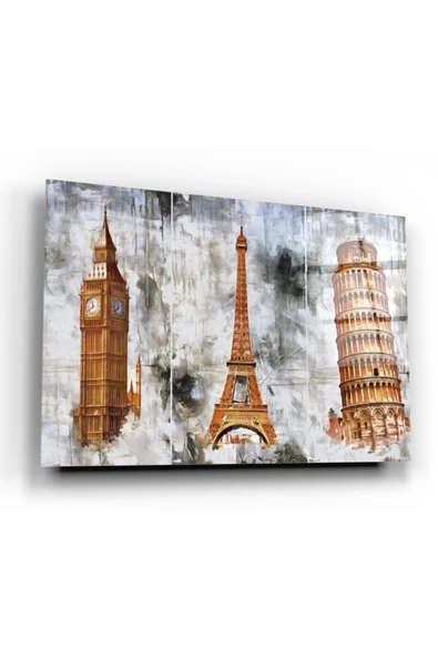 Renkli Agaclar Dekoratif ve Modern Cam Tablo 2 50x70 Cm