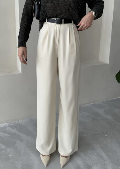 Taş İdole Kemerli Palazzo Pantolon ürün görseli