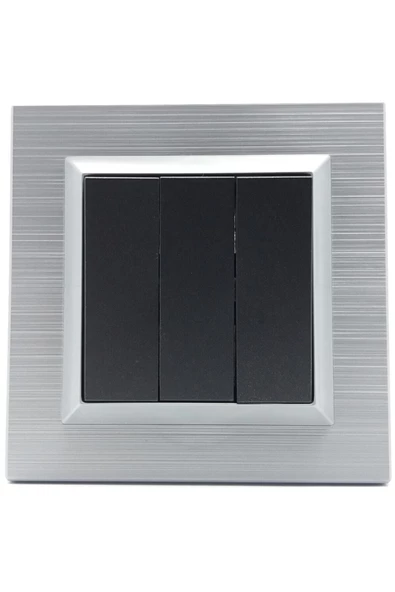 Quantum Gümüş Siyah Üçlü Anahtar ürün görseli 1