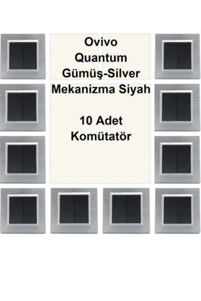 OVİVO Asyagrup Ovivo Quantum Gümüş Çerçeve - Siyah Komütatör - 10 Adet