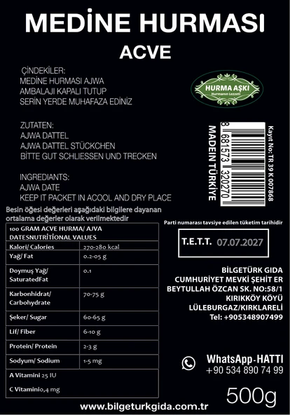 HURMA AŞKI ACVE HURMASI 500 GR - 2