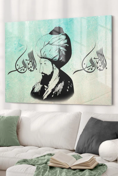 Fatih Sultan Mehmet | Osmanlı Temalı Dekoratif ve Modern Cam Tablo | 50x70 Cm