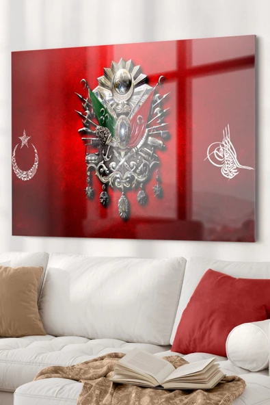 Osmanlı Tuğrası | Osmanlı Temalı Dekoratif ve Modern Cam Tablo | 50x70 Cm - 1